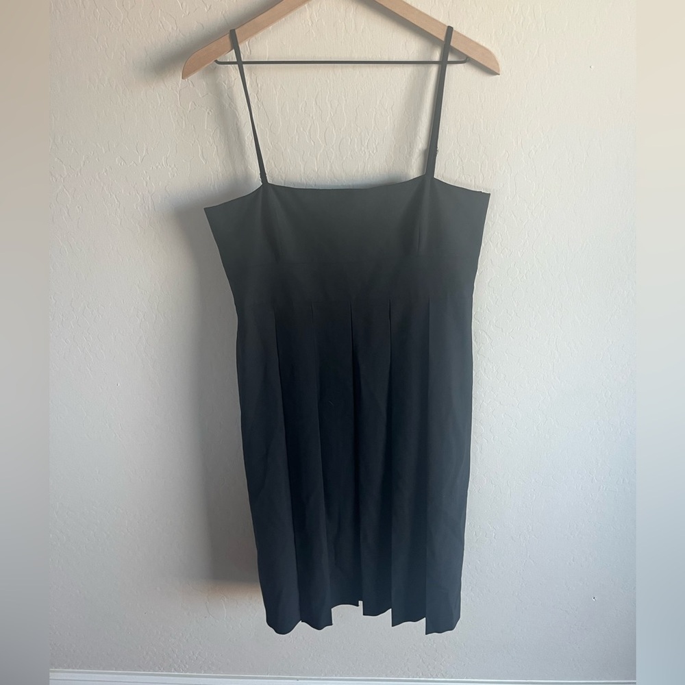 Theory Black Womens Sleeveless Pleated Midi Dress 12 Glam Baddie Minimalist - Picture 2 of 5
